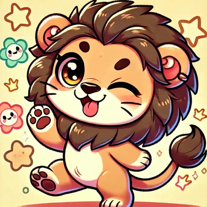 Hình con sư tử chibi thần thái vui nhộn đáng yêu 