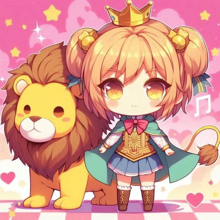 Hình chibi cung Sư Tử phong cách hoàng đạo dễ thương 