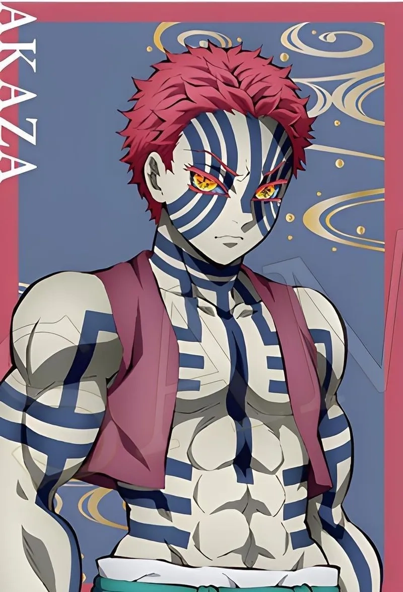 Hình ảnh Akaza từ manga đến anime với nhiều cảm xúc