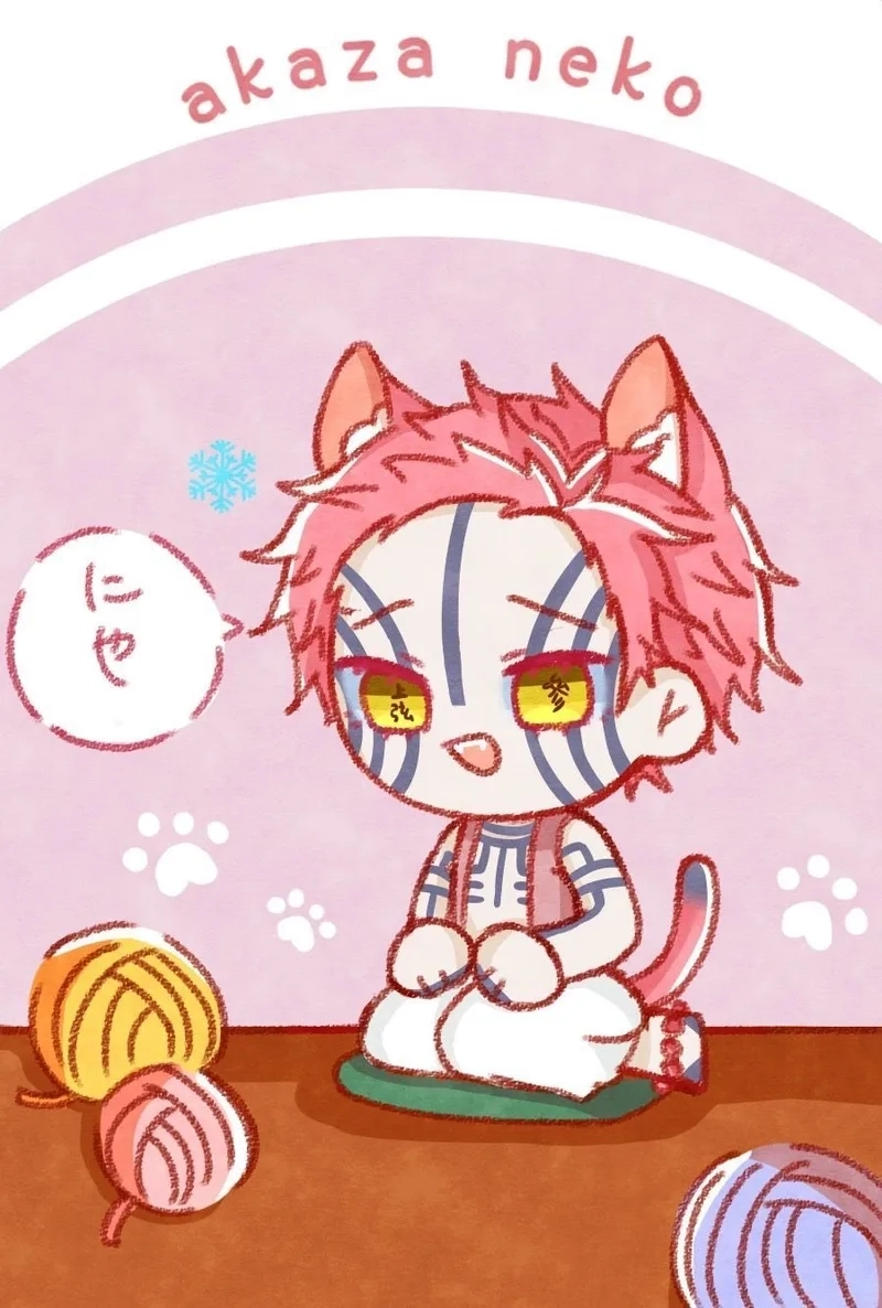 Akaza chibi dễ thương trong các bức vẽ mini