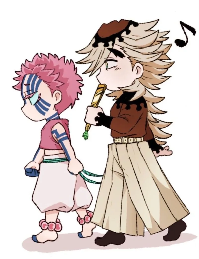 Hình Akaza chibi với màu sắc tươi sáng và sinh động