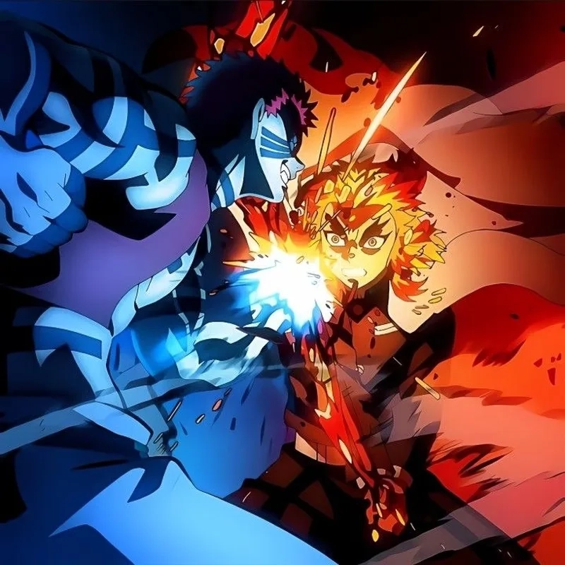 Ảnh Rengoku vs Akaza ghi lại trận chiến mãn nhãn