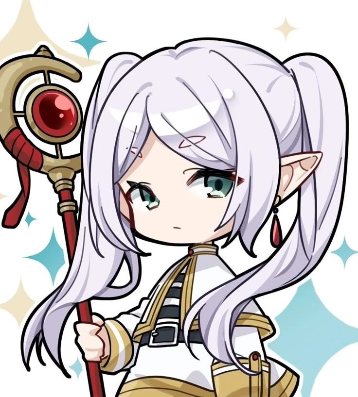 Frieren chibi đáng yêu với biểu cảm ngộ nghĩnh trong tạo hình nhỏ