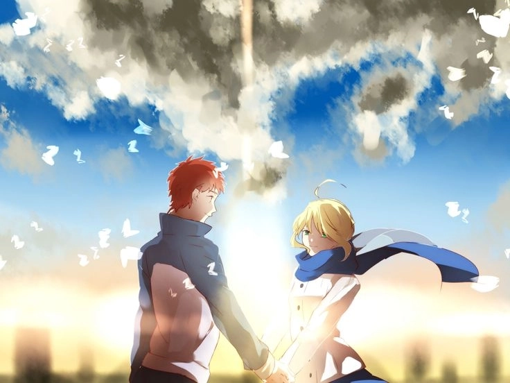 Hình ảnh Shirou Saber sánh đôi đầy cảm xúc trong anime